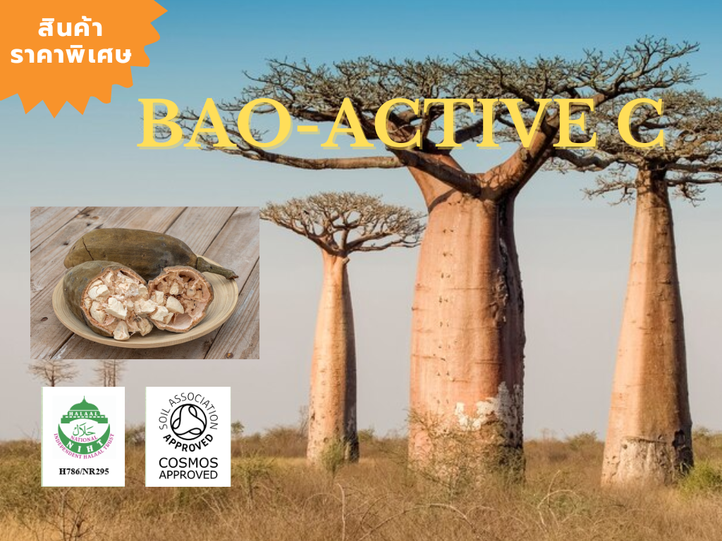 Bao-Active C สารสกัด Propanediol ของผล Adansonia digitata อุดมด้วยVitaminCและสารต้านอนุมูลอิสระสูง บำรุงผิวนุ่ม ชุ่มชื้น ลดเลือนริ้วรอย